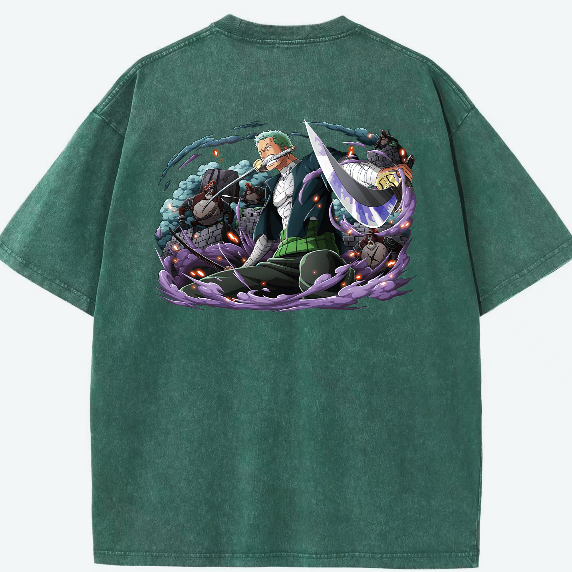 ワンピース ロロノア・ゾロ ONE PIECE Roronoa Zoro 綿100% ヴィンテージ風 半袖Tシャツ（背面プリント）